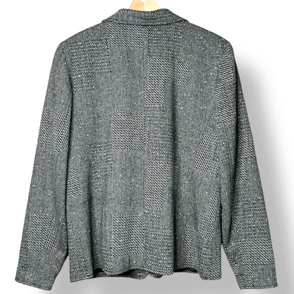 COLDWATER CREEK Wool Blend 3 Button Blazer Fully Lined Metallic Gold Thread Sz L - Picture 4 of 9